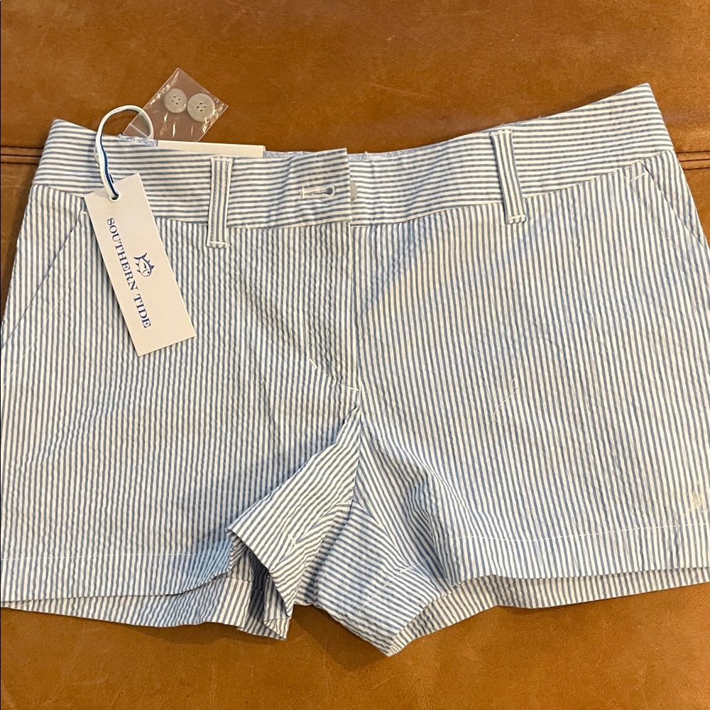 Southern Tide Women's Light Blue Pinstripe Shorts